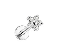 Náušnica Labret, strieborný kvietok so zirkónmi helix lobe tragus 1,2/6 Náušnica Labret, strieborný kvietok so zirkónmi helix lobe tragus 1,2/6