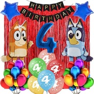 DEKORÁCIE BALÓNKY NA 4. NARODENINY BLUEY BINGO 31KS DEKORÁCIE BALÓNKY NA 4. NARODENINY BLUEY BINGO 31KS