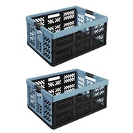 2x Pastelovo modrý skladací nákupný košík 45L 2x Pastelovo modrý skladací nákupný košík 45L