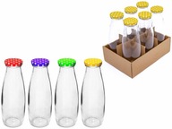 Sklenená fľaša na džús a nápoje s uzáverom, 480ml, 6x