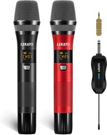Súprava 2 UHF hliníkových bezdrôtových mikrofónov 50m nabíjateľné karaoke 6.35
