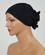 Čierny turban Módny volánový klobúk bez vzoru aj po chemoterapii