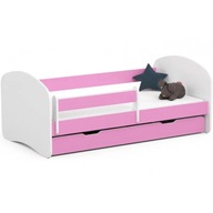 Detská posteľ so zábradlím 160x80 ružový matrac