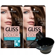 Farba na vlasy Gliss Color 5-65 Nut Brown x2 + miska a štetec Farba na vlasy Gliss Color 5-65 Nut Brown x2 + miska a štetec