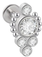 LABRET Krásne kubické zirkóny s guličkami SS316L 1,2/6 LABRET Krásne kubické zirkóny s guličkami SS316L 1,2/6