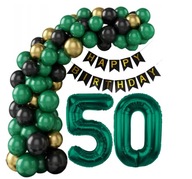 BALÓNY NA 50. NARODENINY BALÓNY OZDOBA GALANDY 50 ZELENO ZLATÁ ČIERNA BALÓNY NA 50. NARODENINY BALÓNY OZDOBA GALANDY 50 ZELENO ZLATÁ ČIERNA
