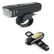 Sada svetiel na bicykel, predné, zadné, dobíjacie, USB, súmrak Sada svetiel na bicykel, predné, zadné, dobíjacie, USB, súmrak