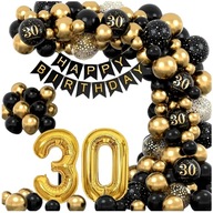 BALÓNY BALÓNOVÁ VENČICA DEKORÁCIA 30. NARODENINY SADA ČIERNE ZLATÁ 89x BALÓNY BALÓNOVÁ VENČICA DEKORÁCIA 30. NARODENINY SADA ČIERNE ZLATÁ 89x