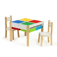 Drevený detský nábytok set stôl + 2 stoličky