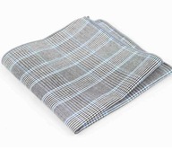 POCKET SQUARE, šedá vreckovka s modrým károm POCKET SQUARE, šedá vreckovka s modrým károm