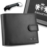 Pánska čierna kožená peňaženka ZAGATTO kožená RFID horizontálna, odolná, priestranná Pánska čierna kožená peňaženka ZAGATTO kožená RFID horizontálna, odolná, priestranná