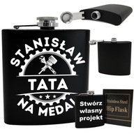 Oceľová kovová čierna bedrá ideálna ako darček pre otca + gravírovanie Oceľová kovová čierna bedrá ideálna ako darček pre otca + gravírovanie