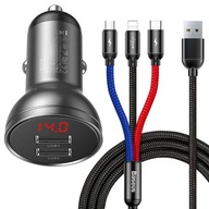 BASEUS RÝCHLA NABÍJAČKA DO AUTOMOBILKU 2x USB 24W PRE ZAPAĽOVAČ CIGARET + KÁBEL 3v1 BASEUS RÝCHLA NABÍJAČKA DO AUTOMOBILKU 2x USB 24W PRE ZAPAĽOVAČ CIGARET + KÁBEL 3v1