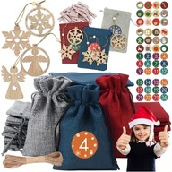 ADVENTNÝ KALENDÁR DIY JUTOVÉ TAŠKY ZÁvesná SADA 24 VIANOČNÝCH GÚL ADVENTNÝ KALENDÁR DIY JUTOVÉ TAŠKY ZÁvesná SADA 24 VIANOČNÝCH GÚL