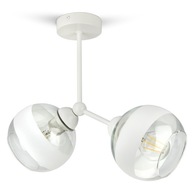Stropné závesné svietidlo Luster Biele sklenené gule Biely pás D2 LED E27 Stropné závesné svietidlo Luster Biele sklenené gule Biely pás D2 LED E27