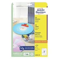 Avery CD etikety 25xA4 pr.117mm biele