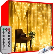 LED SVETELNÁ ZÁCLONA 3X3M 300 LED LAMPY TEPLO BIELA USB GARLANDA LED SVETELNÁ ZÁCLONA 3X3M 300 LED LAMPY TEPLO BIELA USB GARLANDA