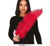 Pávie perie červené dlhé dekoračné DIY 50cm
