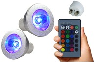 2X GU10 3W 230v RGB LED žiarovka, farebná s diaľkovým ovládaním