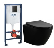 SET BETÓNOVÉ WC, RÁM GROHE, ČIERNA MATNÁ SET BETÓNOVÉ WC, RÁM GROHE, ČIERNA MATNÁ