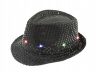 Flitrový klobúk FEDORA OSVETLENIE LED diódami ČIERNA