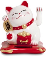 Šťastná mačka Maneki Neko Solar, biela 10,5 cm