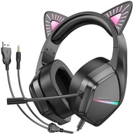 HERNÉ SLÚCHADLÁ KÁBLOVÉ CAT EARS LED USB + KONEKTOR 3,5 mm HERNÉ SLÚCHADLÁ KÁBLOVÉ CAT EARS LED USB + KONEKTOR 3,5 mm