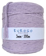 BAVLNENÁ Šnúrka FIALOVÁ PRE MACRAME 200m 3mm BAVLNENÁ Šnúrka FIALOVÁ PRE MACRAME 200m 3mm