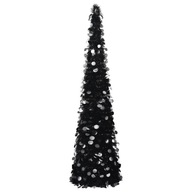 Skladací umelý vianočný stromček, čierny, 180 cm, PET