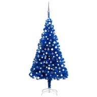 Umelý vianočný stromček s LED a čačky, modrý, 180