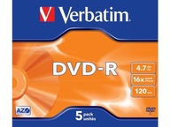 DVD-R Verbatim 4,7 GB X16 Matt Silver (5 jewel Case)