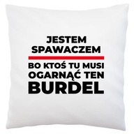 zvárač, neporiadok, odstraňovač chaosu, biely vankúš zvárač, neporiadok, odstraňovač chaosu, biely vankúš