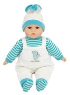 35 cm bábika s hlasom. Biele a modré oblečenie