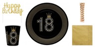 Narodeninový set 18. narodeninová korunka čierne zlato 63 kusov