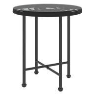 Jedálenský stôl, čierny, Ø50 cm, tvrdené sklo i