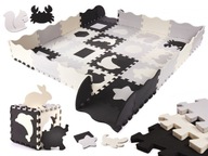 Penová puzzle podložka/ohrádka pre deti, 36 dielikov. čierno-šedo-ecru Penová puzzle podložka/ohrádka pre deti, 36 dielikov. čierno-šedo-ecru