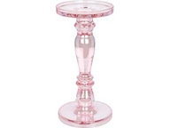 Ružový sklenený svietnik 23 cm na glamour sviečky