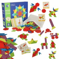 Drevené puzzle kreatínové puzzle farebné mozaikové tvary 155 prvkov