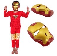 IRON MAN L + MASK Outfit Maska Maska Kostým 122 - 134 cm Karnevalový ples