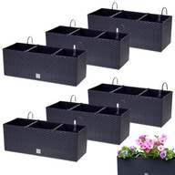 6 ks Balkónový box 50 cm + úchytky, závlaha 6 ks Balkónový box 50 cm + úchytky, závlaha