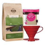 GÓRALSKI COFFEE 250g + DRIP CZERW V60-02 + FILTRE 100ks GÓRALSKI COFFEE 250g + DRIP CZERW V60-02 + FILTRE 100ks
