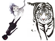 Sada 2x Temporary Tattoo tiger shadow cat cat Sada 2x Temporary Tattoo tiger shadow cat cat