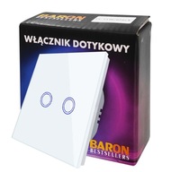 DOTYKOVÝ VYPÍNAČ, DVOJITÝ STMIEVAČ, BIELE SKLO DOTYKOVÝ VYPÍNAČ, DVOJITÝ STMIEVAČ, BIELE SKLO