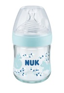 NUK NATURE SENSE SKLENENÁ FĽAŠA 120 ML SILIKÓNOVÝ ČISTIČ S NUK NATURE SENSE SKLENENÁ FĽAŠA 120 ML SILIKÓNOVÝ ČISTIČ S