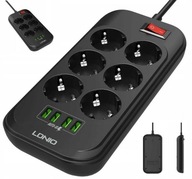 Power Strip 6 zásuviek + 4x USB predlžovací kábel Power Strip 6 zásuviek + 4x USB predlžovací kábel
