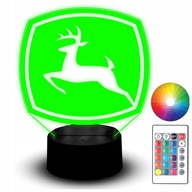 Soška LED Night Light RGB 3D gravírovanie John Deere Tractor Tractor Odznak Soška LED Night Light RGB 3D gravírovanie John Deere Tractor Tractor Odznak