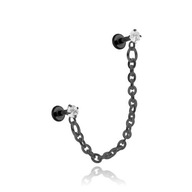 Náušnica Labret s kubickými zirkónmi, čierna, 1,2/6 Náušnica Labret s kubickými zirkónmi, čierna, 1,2/6