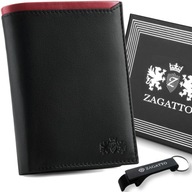 Pánska vertikálna kožená peňaženka, čierna, elegantná, ochrana RFID kartou, Zagatto Pánska vertikálna kožená peňaženka, čierna, elegantná, ochrana RFID kartou, Zagatto