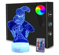 3D LED nočná lampa SPIDER-MAN, USB kábel + DIAĽKOVÉ