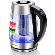 Rýchlovarná kanvica, regulácia teploty, 2200 W, strieborná/šedá Aigostar